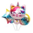 thumbnail image 1 of Set de globos con forma de unicornio y gato, 3 unidades, con melena arcoíris y forma de estrella, 1 of 2