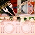 thumbnail image 4 of 300 Pcs Rose Gold Plastic Dessert Plates Set with 150 Clear Disposable Dessert Plates and 150 Plastic Appetizer Forks for Weddings, Birthdays, and Baby Showers, 4 of 6