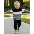 thumbnail image 2 of Loicainy Toddler Baby Boy Fall Outfit 6 12 18 24 Months 2T 3T Contrast Color Striped Crew Neck Long Sleeve Tops and Pants 2 Pcs Clothes Set, 2 of 9