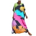 thumbnail image 1 of JIRNDf Robes d'Été pour Femmes 2025 Tendance Grande Taille Kaftan Col en V Long Doux Plage Maxi Robe Boho Ligne A Multicolore Taille Unique, 1 of 9