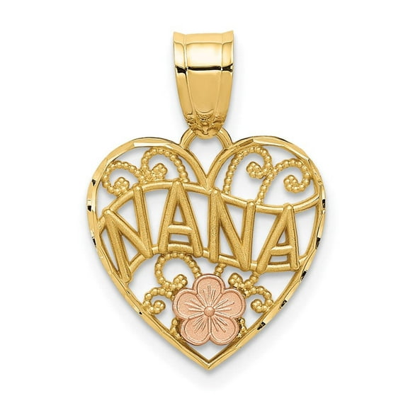 14k Gold Two-tone Nana Heart Pendant, Pendants for Necklace