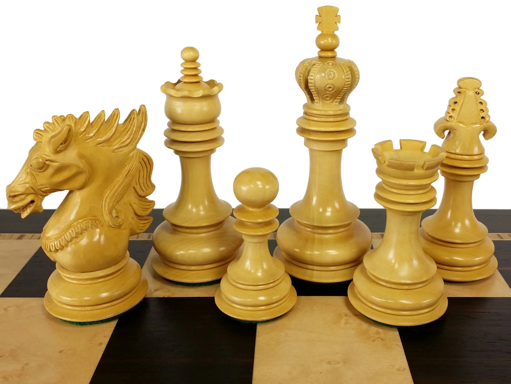 BLOOD ROSEWOOD DRAGON 4 5/8" Large Staunton Chess Set W 20" Ebony Board