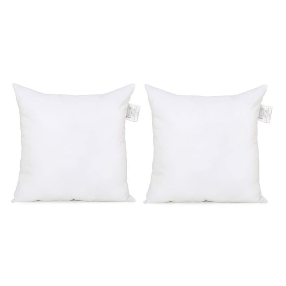 Acanva Down Alternative Throw Pillow Inserts Hypoallergenic Square Soft Form Stuffer Decorative Cushion Sham Filler 2 Count (Pack of 1) White