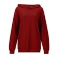 thumbnail image 4 of NinXxx Women's Casual Loose Solid Long Sleeve Hoodie Pullover Sweatshirt Red S, 4 of 6