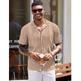 thumbnail image 2 of COOFANDY Mens Casual Beach Shirt Retro Knit Button Down Polo Shirt Short Sleeve Vacation Shirts, 2 of 6