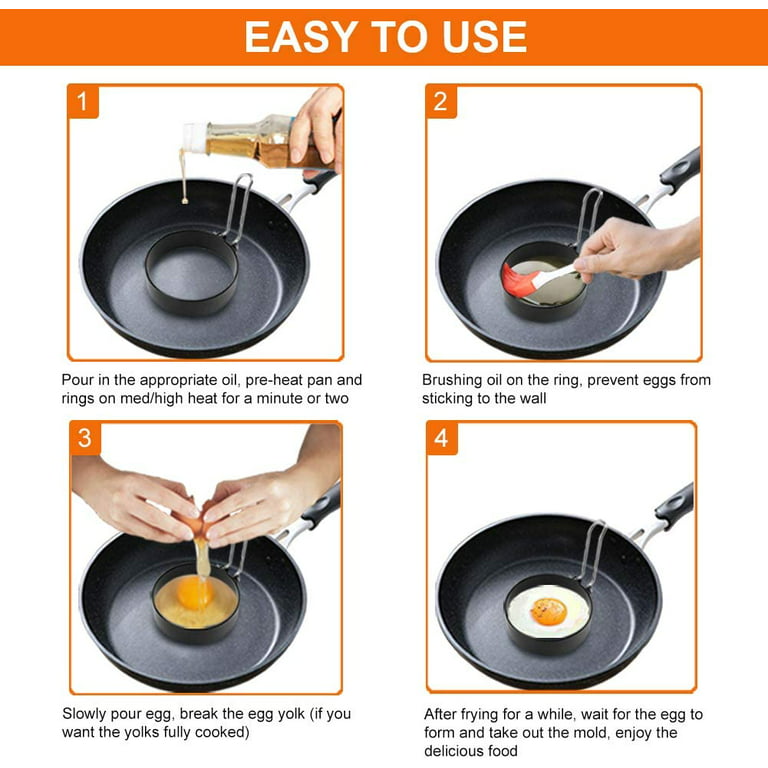 Ochine Egg Ring Pancake Maker Mold, Stainless Steel Non Stick Circle Shaper  Egg Rings, Kitchen Cooking Tool for Frying Egg Mcmuffin, Sandwiches, Egg