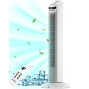 MaxKare 30" Tower Fan with Remote, 3 Speeds and Modes, Oscillating, Timer, White