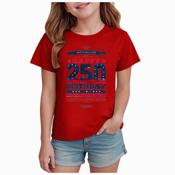 Gubotare Usa T Shirt Girls Toddler 4th of July Shirt Boys Girls Patriotic T-Shirts USA Flag Graphic Tee Tops Size 13-14 (Red,13-14 Years)