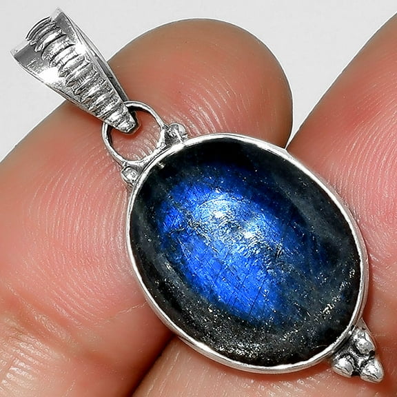 Blue Fire Labradorite - Madagascar 925 Sterling Silver Pendant Jewelry P-1100 SDP112142