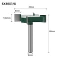 thumbnail image 1 of Industrial-Grade 4-Flute T-Shape Woodworking Slotting Cutter with 1/4" or 6" Handle Options - Precision Tool for Efficient Cutting, Versatile Compatibility with Multiple Bed Types (6*40*3/8, Green), 1 of 6