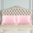 thumbnail image 2 of PiccoCasa Satin Pillowcase Ruffled Pillow Shams Set of 2, Standard Pink, 2 of 7
