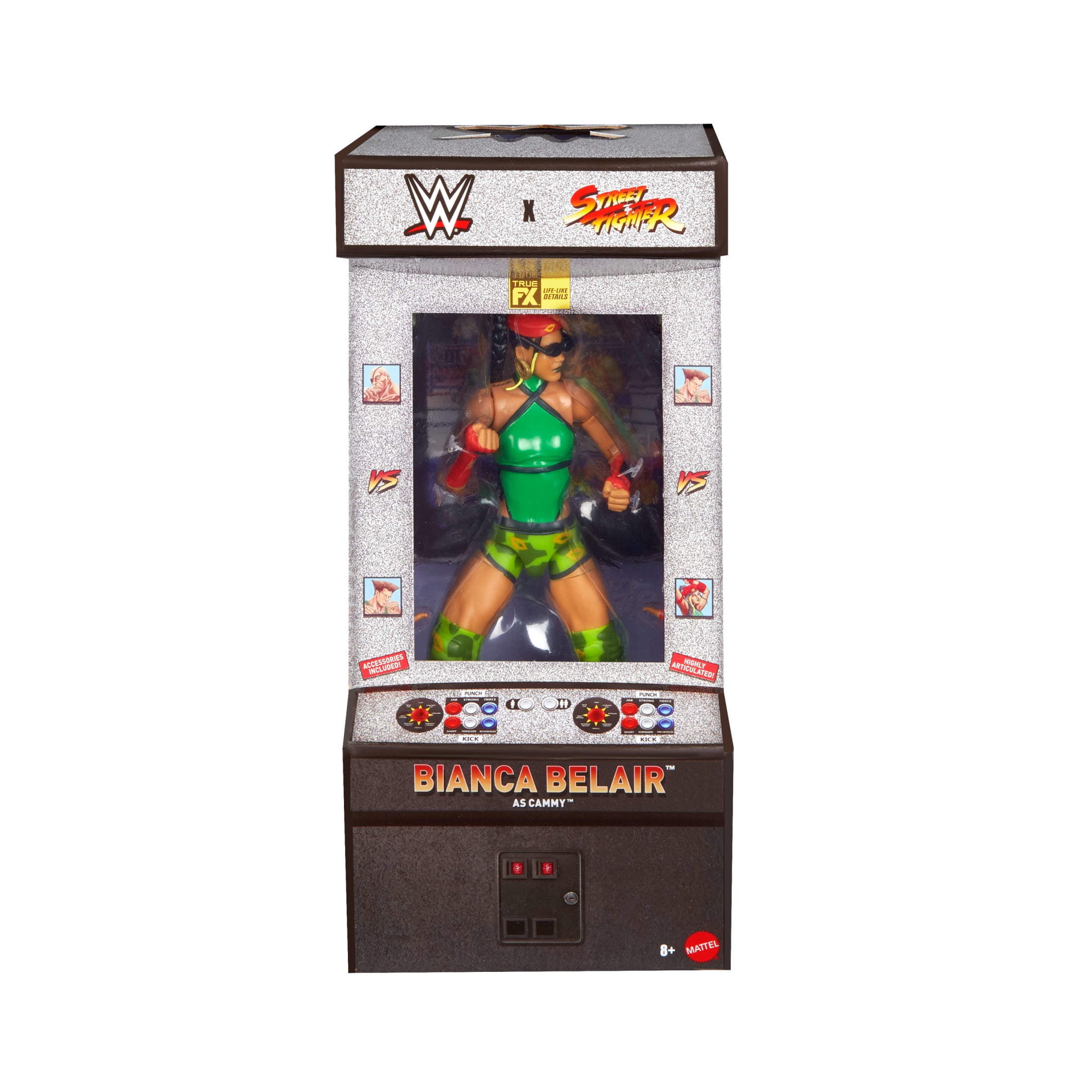 WWE X Street Fighter Bianca Belair Action Figure & Accessories, 6-inch Collectible Cammy Mashup Set