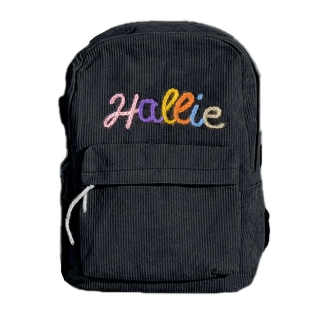 Mochila de pana con el nombre de tu hijo personalizada con cordón bordado al hombro personalizada para la vuelta al cole para niños y niñas