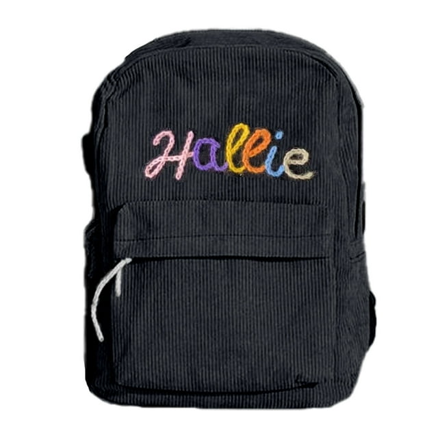TIELUTT Corduroy Backpack with Your Child's Name Custom Rope Embroidered Shoulder Custom Back To School for Boys and Girls Draw String Bags Bag Small Track Bags for Teens Softball Tote Bag Weekend Ba