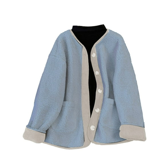 Niaviben Pea Coats for Women's Fleece Jackets Pea Coats for Women Short Women Coats Jacket for Women's Coat Casual Jackets for Women Blue L