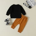 thumbnail image 4 of Sweatsuits Toddler Boy Letters Prints Long Sleeves Tops Sweatershirt Pants 2pcs Set Outfits Black Baby Boy Clothes 0-6 Months, 4 of 6