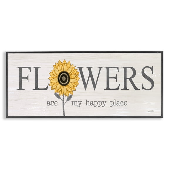 Stupell Industries French Country Flowers My Happy Place Sunflower Black Framed Giclee Art, 30 x 13, by Annie LaPoint