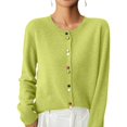 thumbnail image 2 of Women's Soft and Cozy Short-Length Sweater Jacket for Fall and Winter, Round Neck Design, Winter Clothes for Women,Light Green,S, 2 of 5
