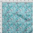 thumbnail image 4 of oneOone Cotton Cambric Turquoise & Purple Fabric Leaves & Lemon Craft Projects Decor Fabric Printed By The Yard 42 Inch Wide, 4 of 6