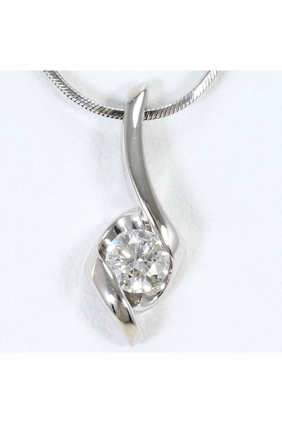 Pre-Owned 18K (18-karat white gold) necklace with a 0.25 ct diamond (SI1 clarity), certified,...