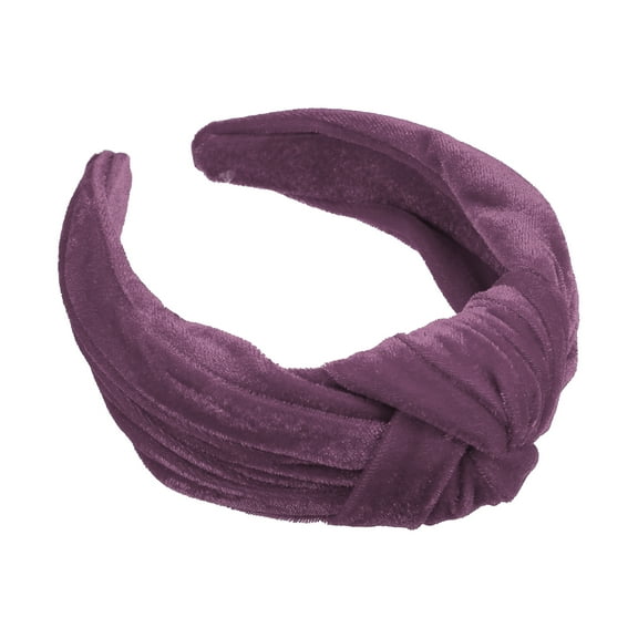 Unique Bargains 1 Pcs Velvet Wide Knotted Hairband for Women Hairband Hair Hoop Hair Accessories Fuchsia