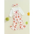 thumbnail image 2 of Baby Girl 3Pcs Set Halloween Outfits Long Sleeve Romper Pants and Headband Set Cute Holiday Clothes, 2 of 7