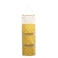 thumbnail image 1 of 3 Pockets Wall Door Closet Home Hanging Storage Bag Linen Fabric Organizer Pouch(Yellow), 1 of 10