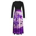 thumbnail image 5 of Qiopertar Vente de Liquidation Robe Longue à Manches Longues Imprimée Halloween pour Femmes avec Fermeture Éclair Col Rond Jupe Longue Offres de la Semaine Moins de 5$, 5 of 5