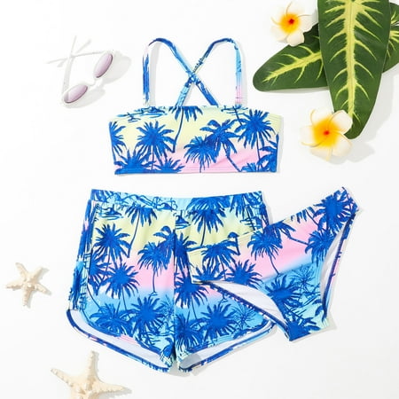 

nsendm Ruffles Swimwear Outfits Hollow Bikini Summer Kids Swimsuit Girls Set Sunflower Cow Kid Swimsuits Girl Size 10 Swimwear Blue 8 Years
