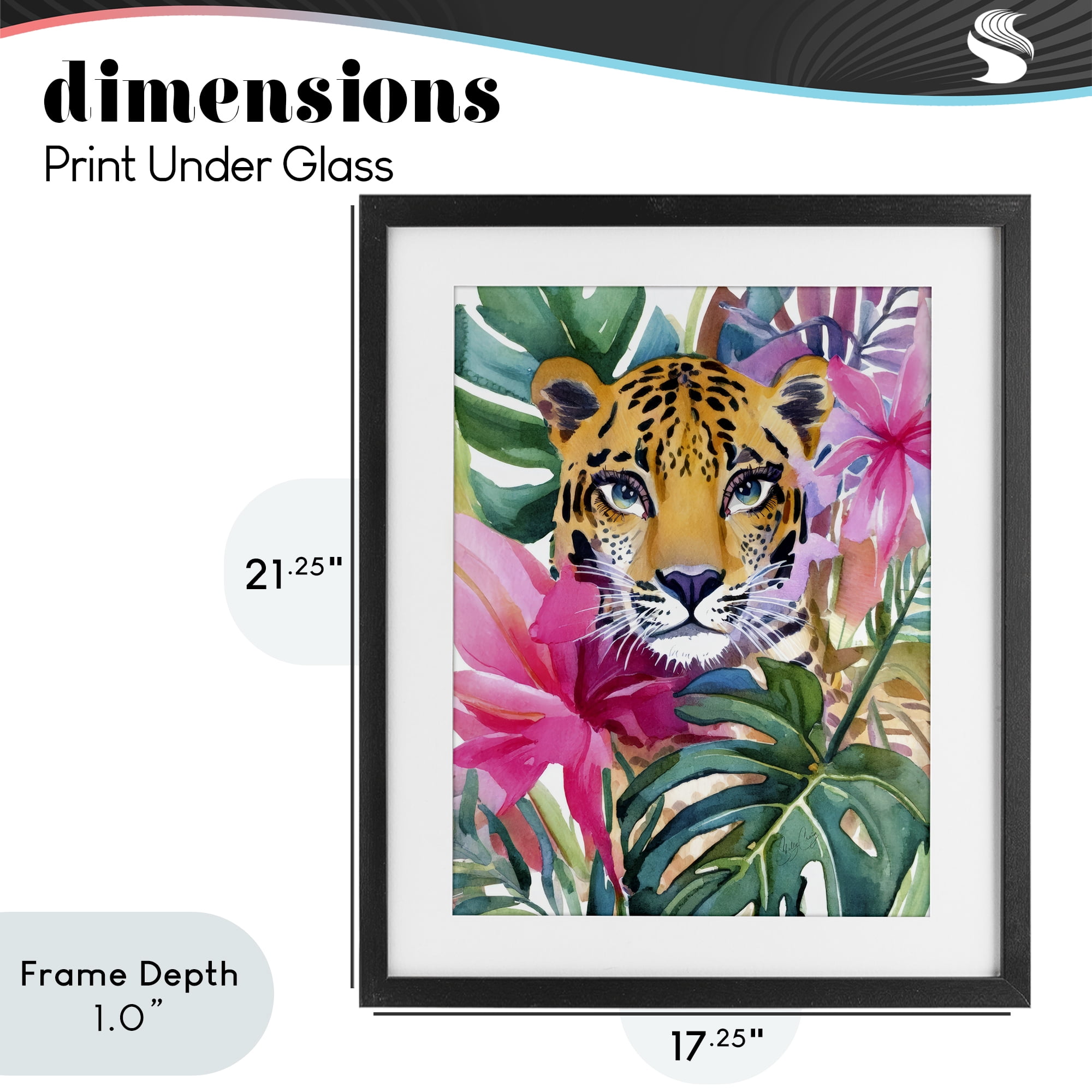 Stupell Industries Tropical Tiger Peeking Black Framed Print Under Glass, design by Shelly Craig
