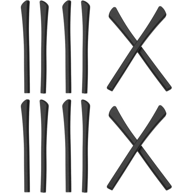 PATIKIL Glasses End Tips, 6 Pairs Eyeglass Anti Slip Ear Sock Pieces Tube Sleeve Silicone Replacement Temple for Rectangle Thin Metal Eyeglass Temple, Black-2