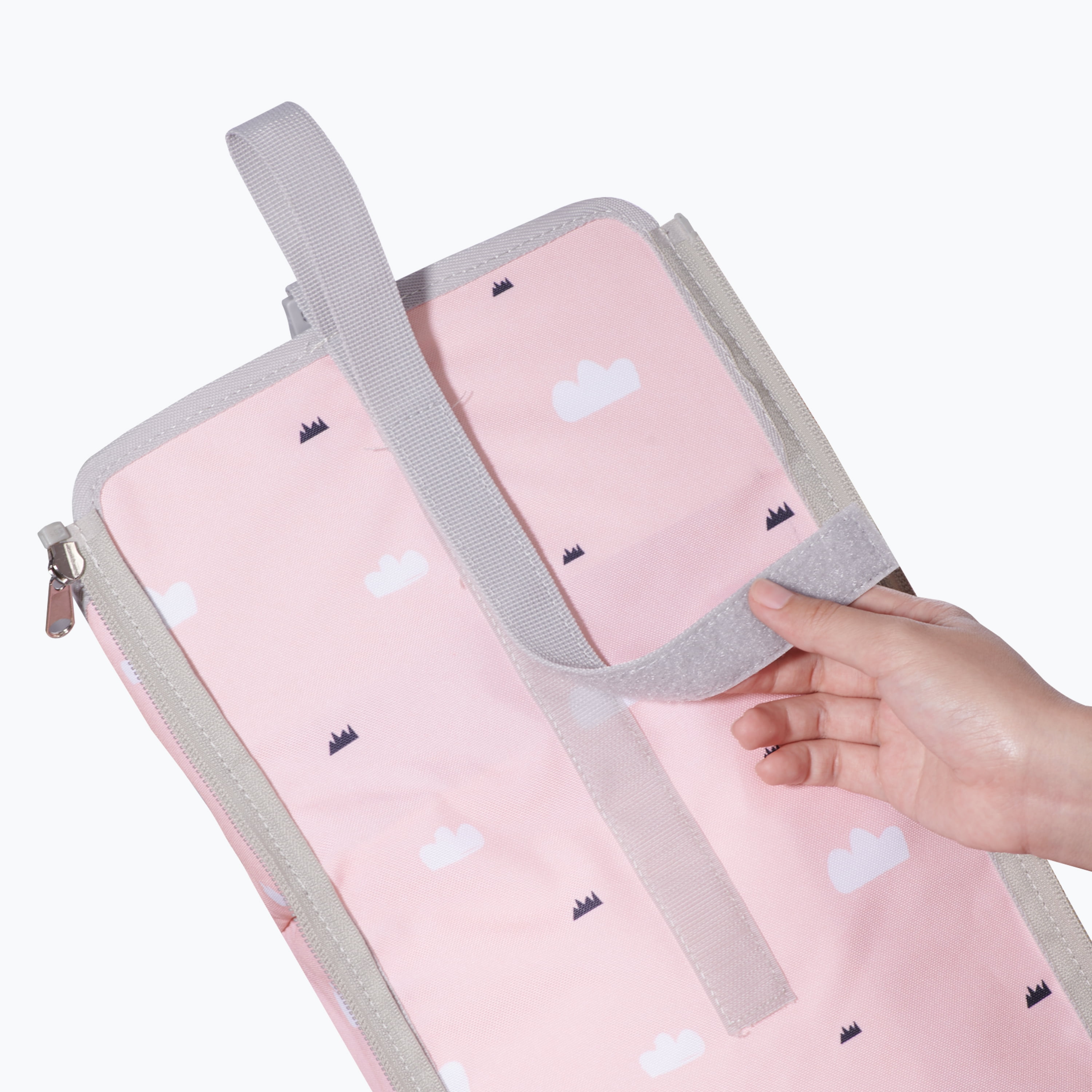 Sunveno 3-in-1 Fabric Crib Nursing Organizer for Baby Essentials, Pink Nursing Set