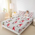 thumbnail image 4 of Homewish Gnome Santa Claus Queen Sheet Sets for Kid, Grey Dreamy Winter Snow Flat Sheet, Merry Christmas Queen Fitted Sheet, Ultra Soft Bedroom Decor, 4 Pieces, 4 of 7