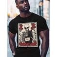 thumbnail image 2 of Black Cat Skull Men's T Shirts Rose Vintage T-Shirt for Men Crew Neck Tees Cotton Tops, Black, S, 2 of 7