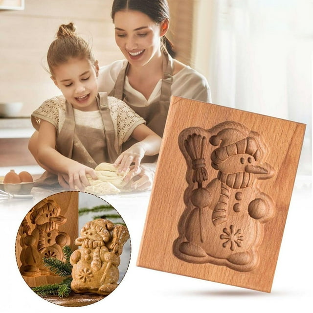 Snowman Cookie Stamp Embossing Roller for Baking Craft and Holiday Dessert Decoration Tool