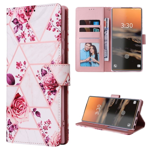 Premium Wallet Case for Samsung Galaxy A53 5G, Marble Pattern PU Leather Shockproof Wrist Strap Handbag Flip Cover with Card Slots Holder Kickstand Case for Samsung Galaxy A53 5G, Rosegold