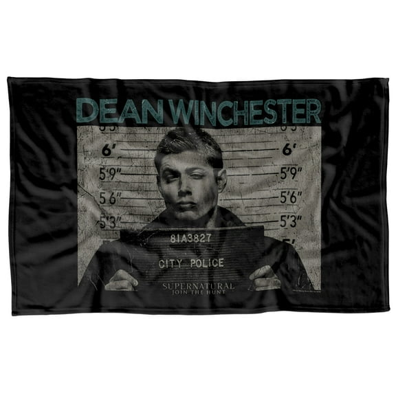 Supernatural Dean Mug Shot Fleece Blanket 36' x 58'