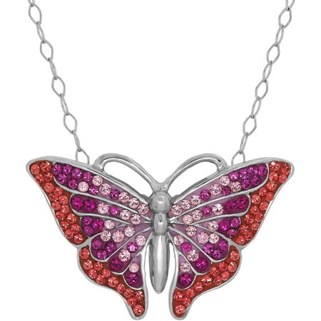 Luminesse Swarovski Element Sterling Silver Butterfly Pendant, 18