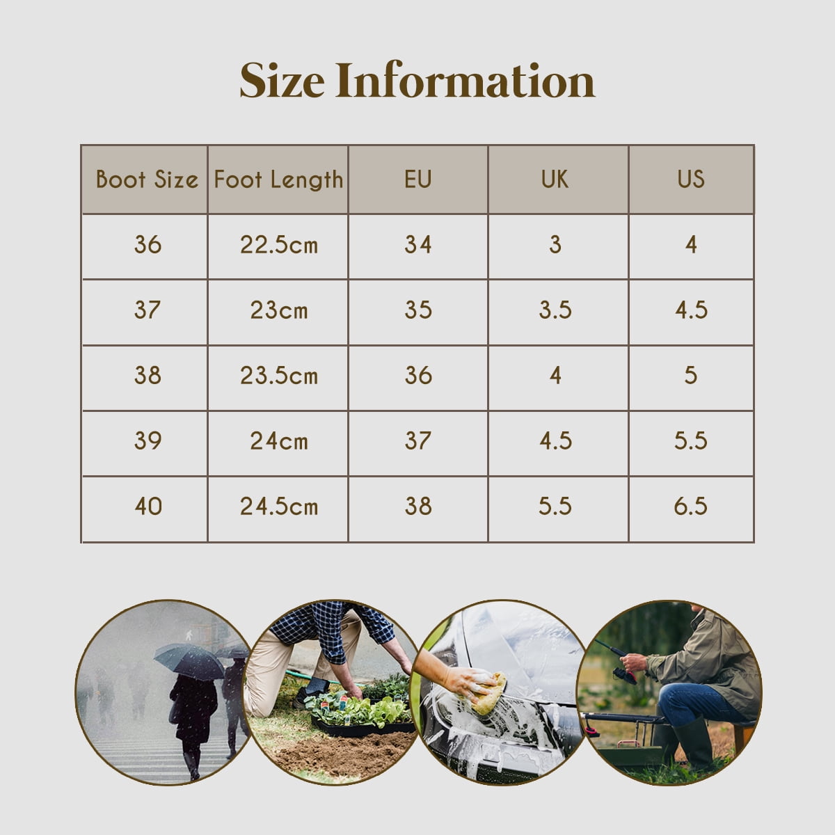 AUXDIQ Rain Shoes Women Mid-calf Boots Waterproof Rain Boots Outdoor Garden Shoes