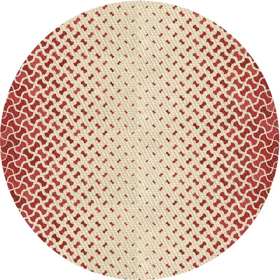 Ahgly Company Machine Washable Indoor Round Transitional Grapefruit Red Area Rugs, 5' Round