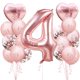 thumbnail image 1 of Kit de globos en oro rosa, 19 unidades, para fiesta de cuarto cumpleaños, 1 of 1