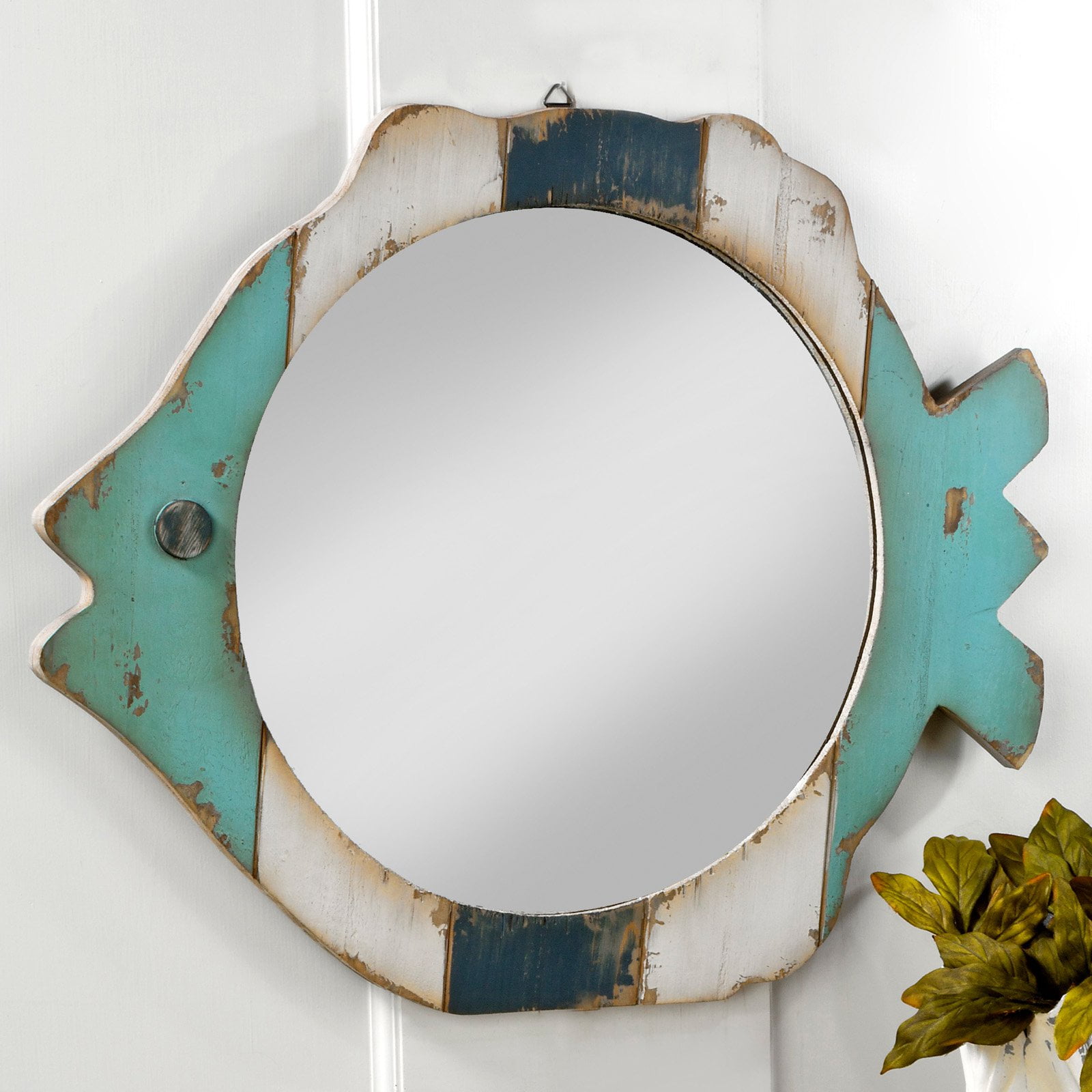 Tripar Wood Fish Frame Mirror 25.25W x 20.5H in.