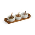 thumbnail image 2 of CHEVRON TRIPLE CONDIMENT Server w Spoons crafted by Nambe, 2 of 5