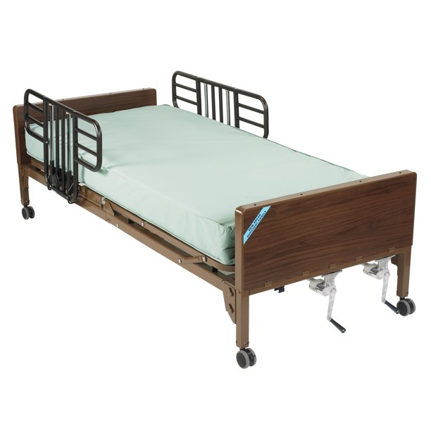 Drive Medical Multi Height Manual Hospital Bed with Half Rails and