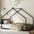 thumbnail image 2 of SESSLIFE Twin-Size House Bed, Metal Twin Platform Bed, House-shaped Design, Tent Bed with Roof and Chimney for Bedroom, Box Spring Needed, Easy Assembly,Black, 2 of 6