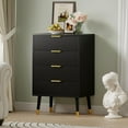 thumbnail image 3 of Fluted 4 Drawer Dresser Tall White Dresser with Gold Metal Handles Small Dresser Storage Chest Cabinet Organizer Wood Chest of Drawers for Bedroom,Living Room,Hallway,Entryway, 3 of 7