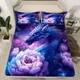 thumbnail image 2 of Dragon Twin Size Sheet Sets 3pcs, 3D Animals Printed Bed Sheets Set, Safari Wildlife Flowers Soft Luxury Bedding Set For Bedroom, Black Purple Nebula Galaxy Teens Bed Set, 2 of 5