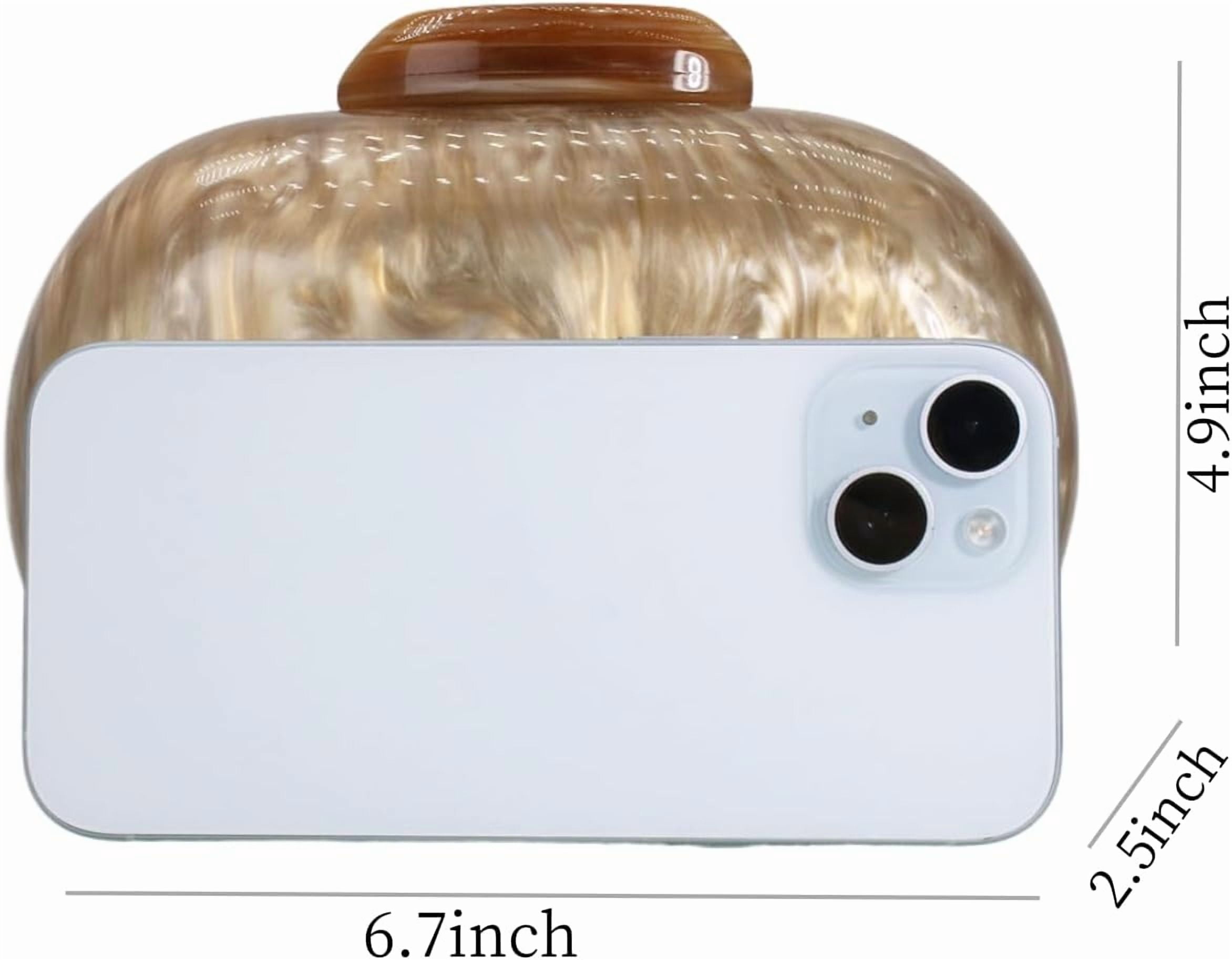 Kwuty Acrylic Evening Clutch Bag for Women Shell Shape Shoulder Crossbody Bag Glitter Marble Purse Handbag