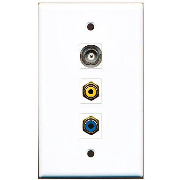 RiteAV - 1 Port RCA Yellow and 1 Port RCA Blue and 1 Port BNC Wall Plate