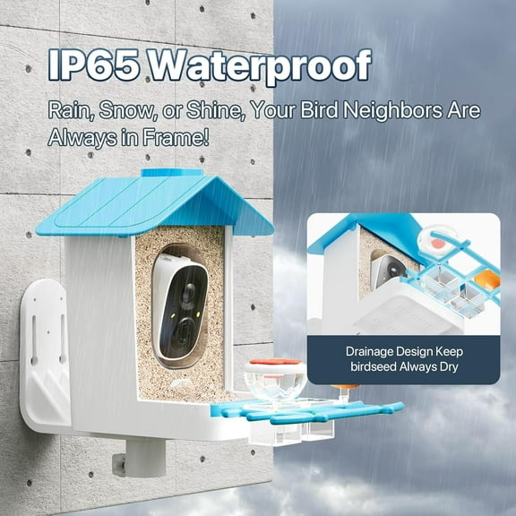 Smart Bird Feeder with Camera - Solar Powered AI Bird Species Identification, 2K HD Video, Two-Way Audio, Gift for Bird Lovers